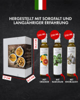 3er Probier-Paket Terre Francescane - Extra Natives Olivenöl Dressing mit Orangen, Knoblauch und Basilikum (3 x 250 ml)