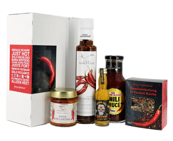 Geschenkset - Hot & Spicy Europe - Scharfes Europa - Präsent für Chili-Liebhaber (pikante Saucen aus Italien, Deutschland und Schweden)