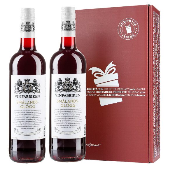 2er Pack - Vinfabriken Smalands Glögg inkl. Geschenkverpackung - Traditioneller Schwedischer Glühwein aus Preiselbeer-/Apfelwein