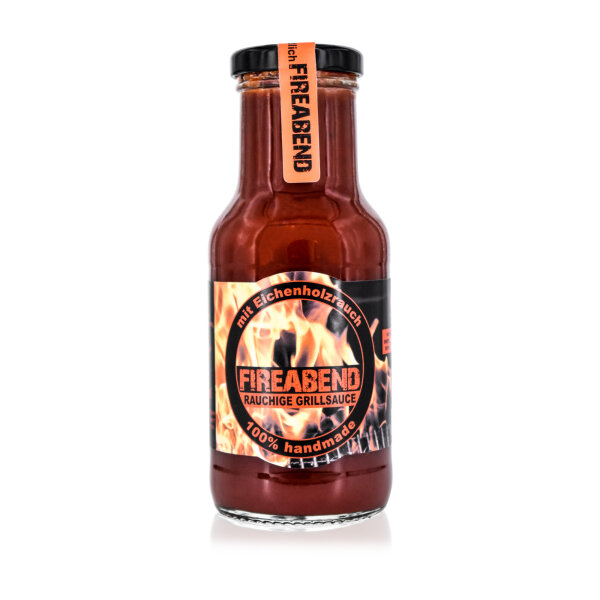 FIREABEND Rauchige handgemachte BBQ Grillsauce mit Eichenholzrauch (250 ml)