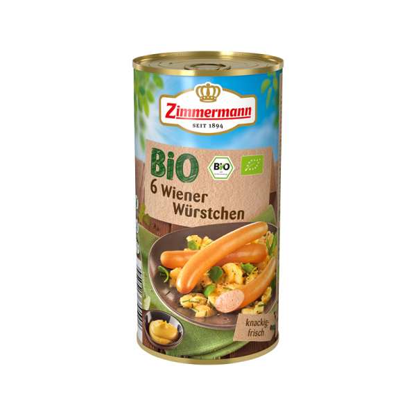 Zimmermann - 6 Wiener Würstchen BIO knackig-frisch aus der Dose (250 g)