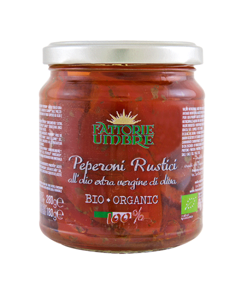 Fattorie Umbre Bio Peperoni rustici - gewürzte Paprika in Olivenöl (280 g)