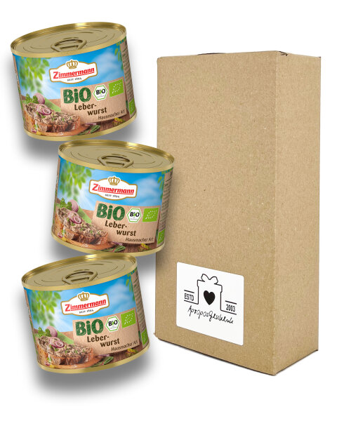 Zimmermann - BIO-Leberwurst Hausmacher Art in der Dose 3er Pack Bundle (3 x 200 g)